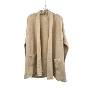 Dreamers Womens Knit Cardigan Open Front Beige Size Small Soft